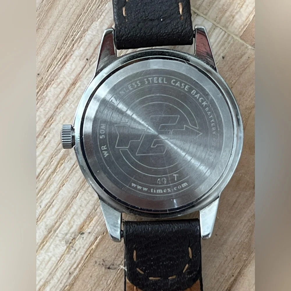 Timex Expedition Ladies Watch Indiglo Light-Up Dial Stainless Case Leather Strap